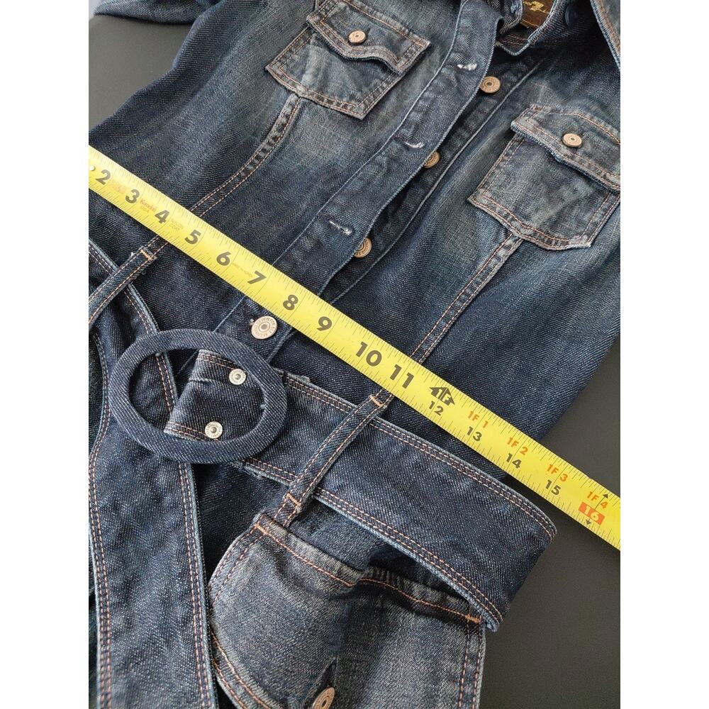 7 For All Mankind Jean Dress SMALL Mini Button Up Denim RARE Countryside Belted - Picture 10 of 16